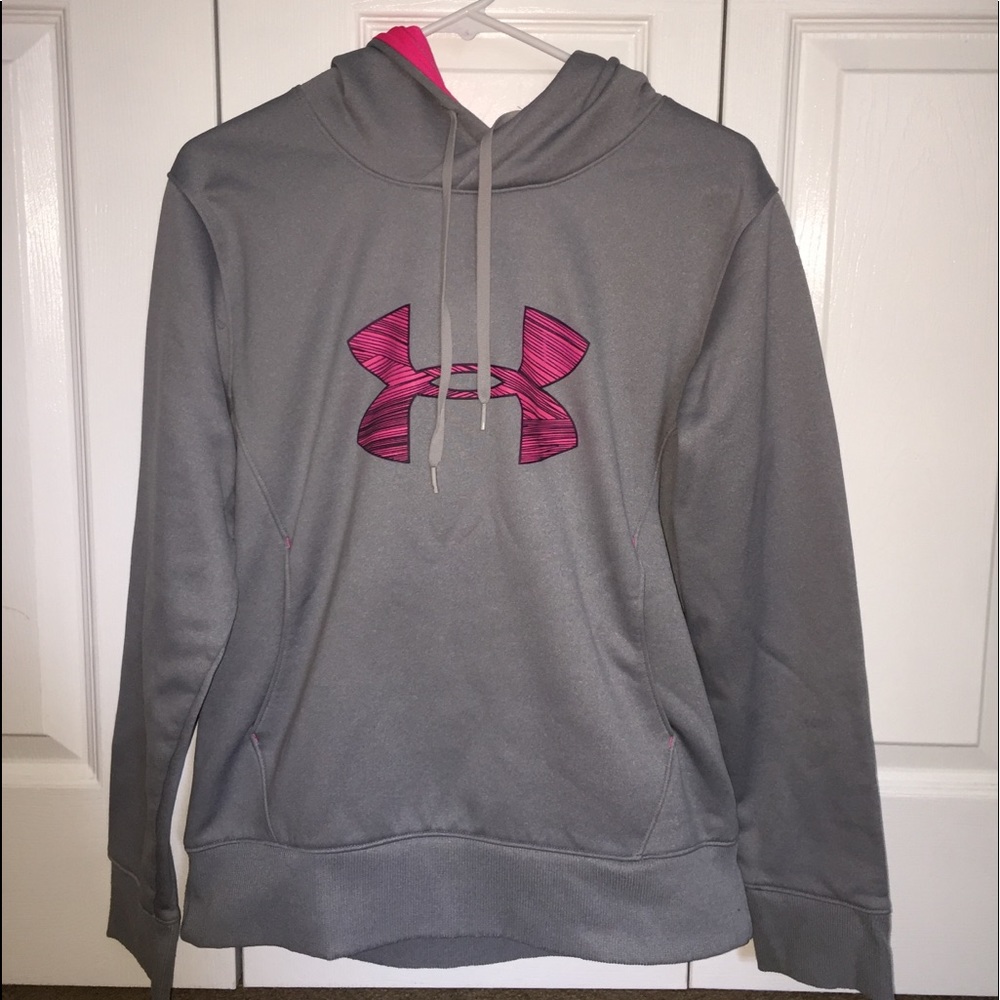 Pink and Grey Under Armor Hoodie